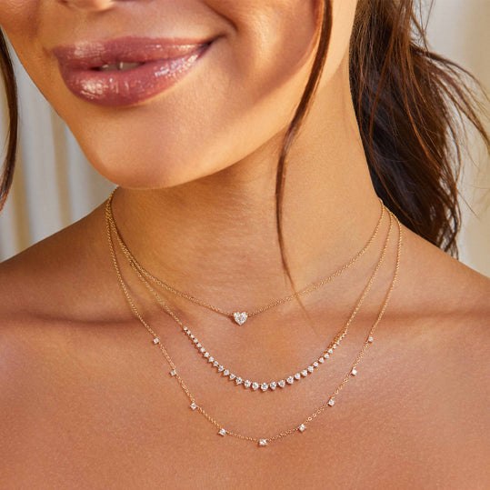 Rose Gold Tennis Necklace with White Stones – Rosie Fortescue Jewellery